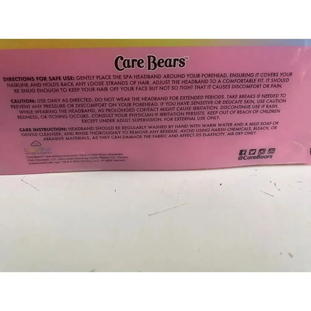 Care Bears Spa Headband Cheer Bear Pink With Rainbow Plush NEW‎